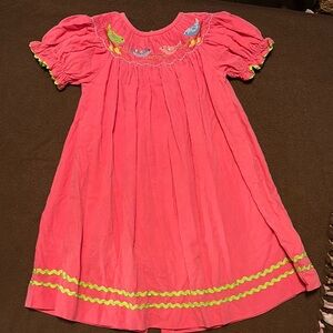 Pink Smocked Sundress with Puff Cap Sleeves
